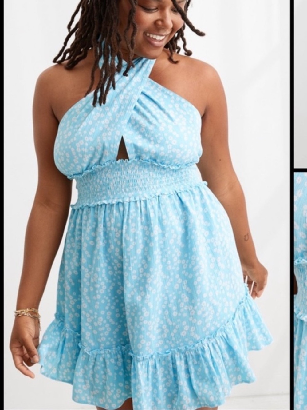 NWOT Aerie Floral Halter Smocked Dress